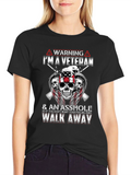 Warning Veteran Graphic Tee - Black