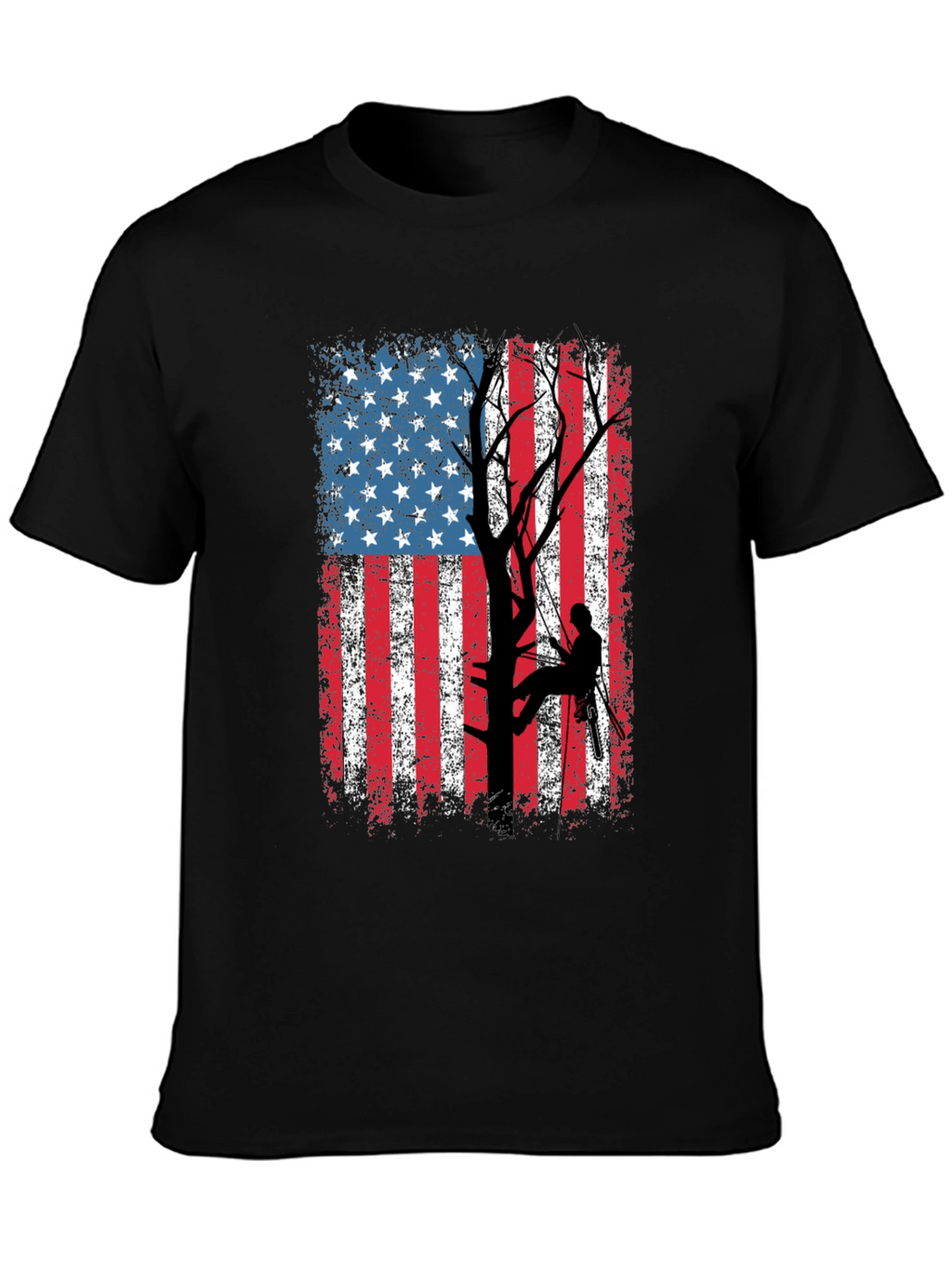 American Flag Tree Climber T-Shirt