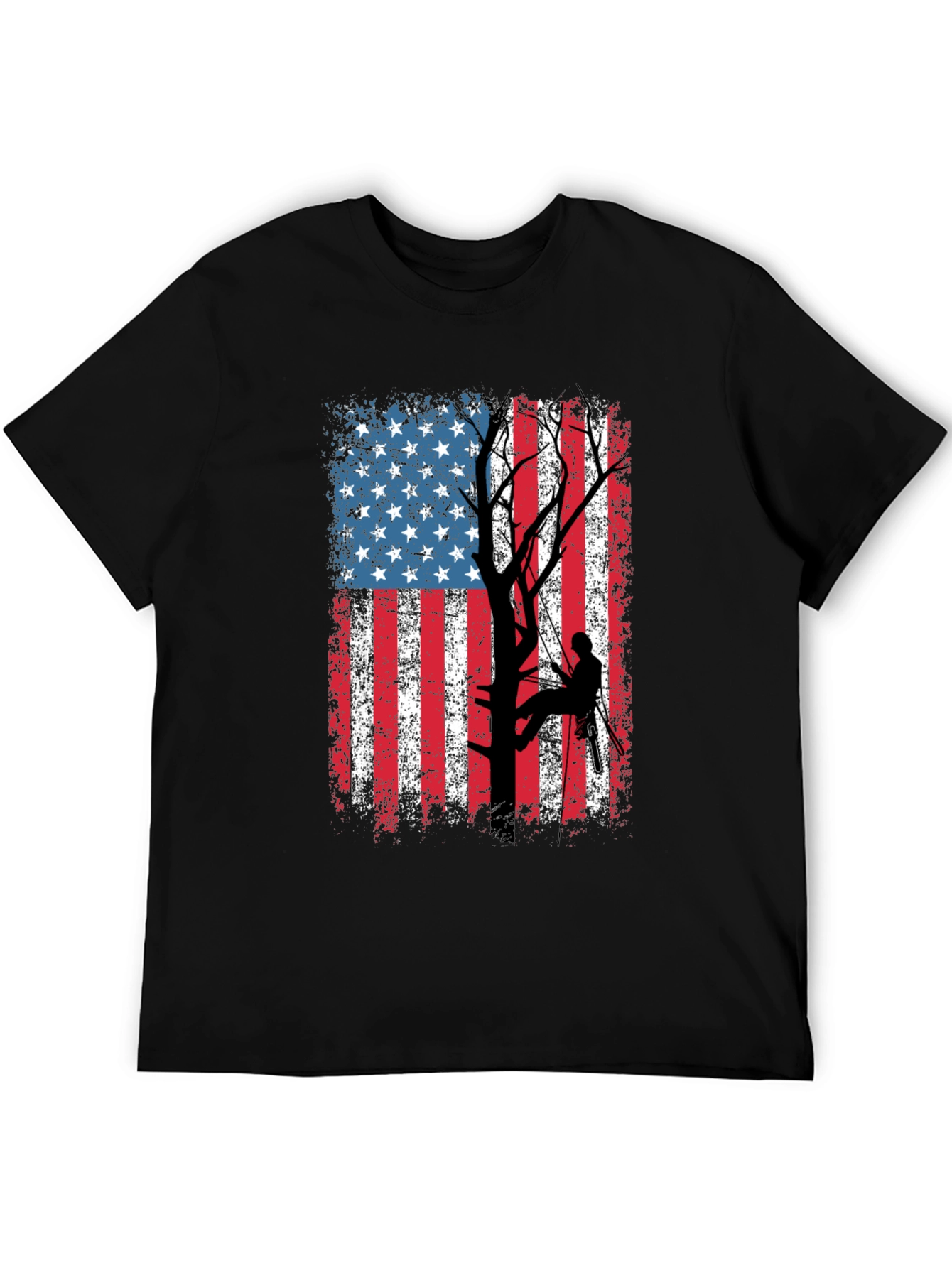 American Flag Tree Climber T-Shirt