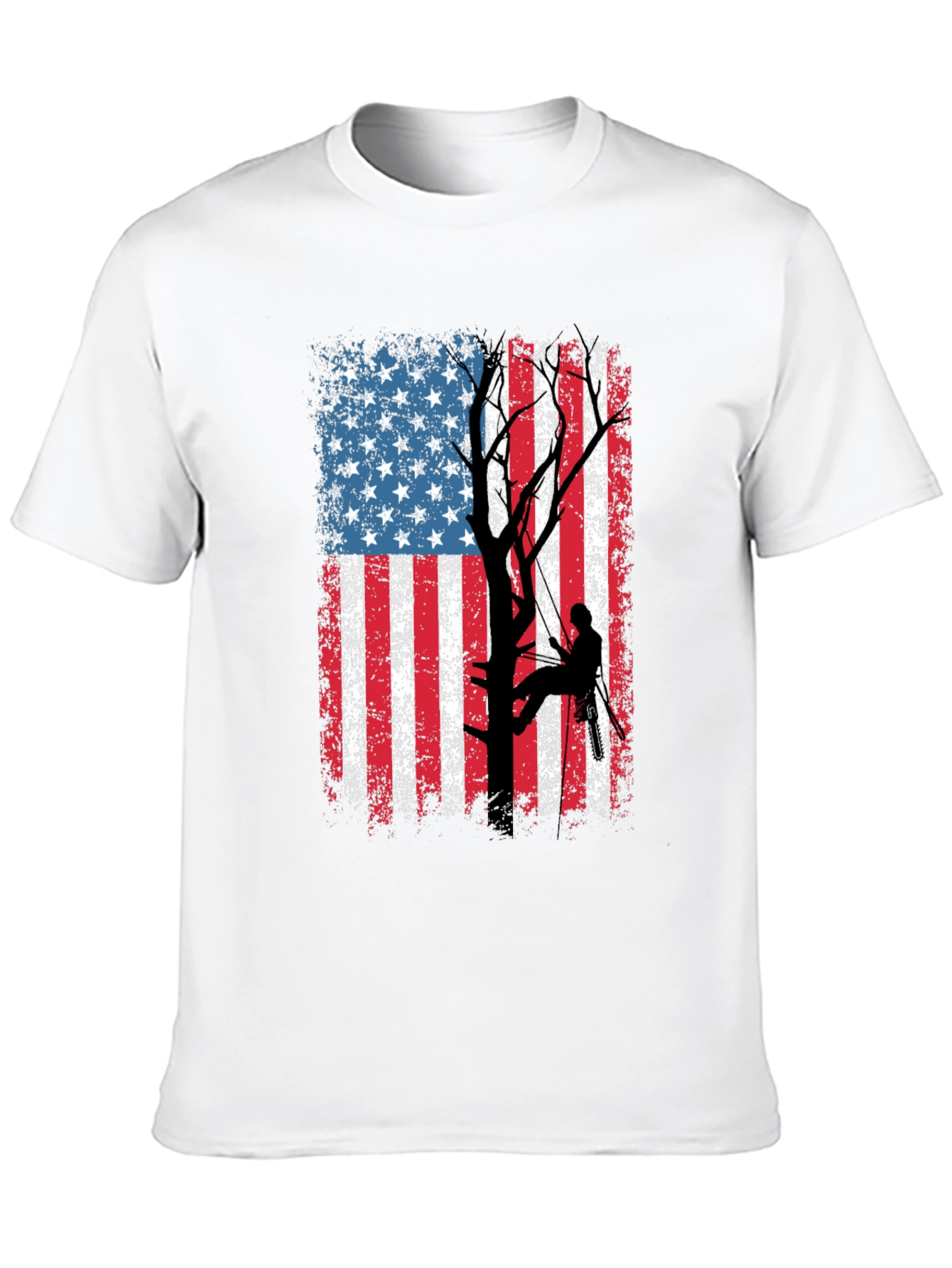 American Flag Tree Climber T-Shirt