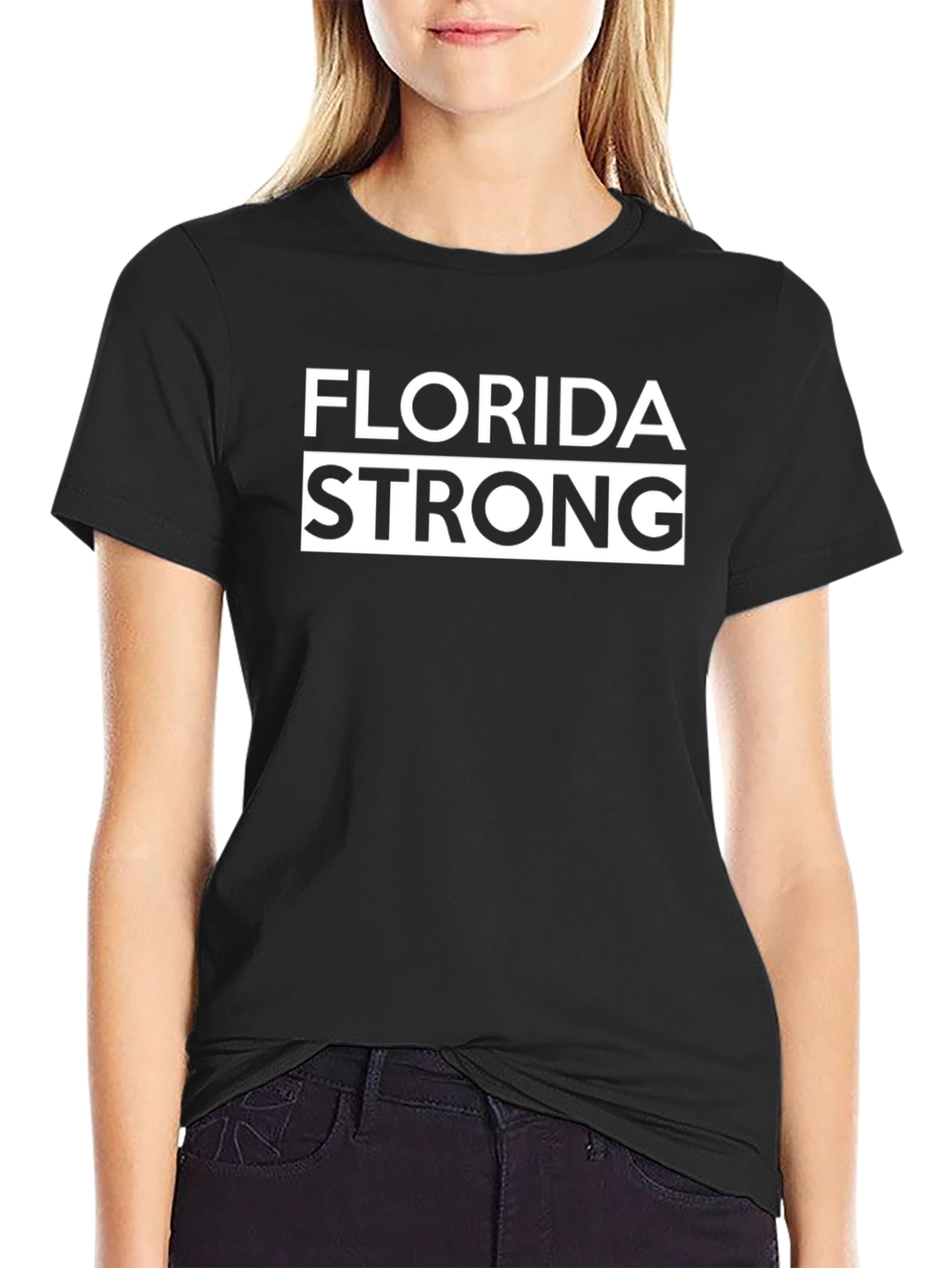 Florida Strong Graphic Tee - Black Cotton T-Shirt