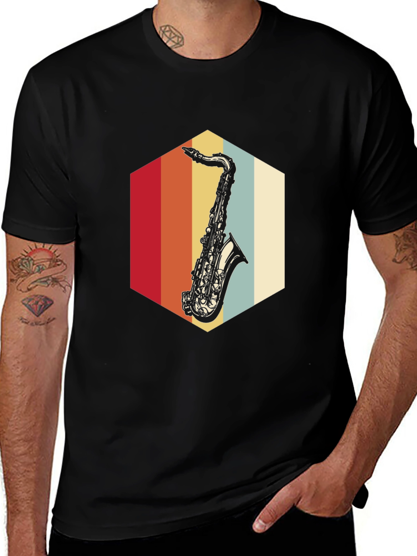 Retro Saxophone T-Shirt - Vintage Music Tee