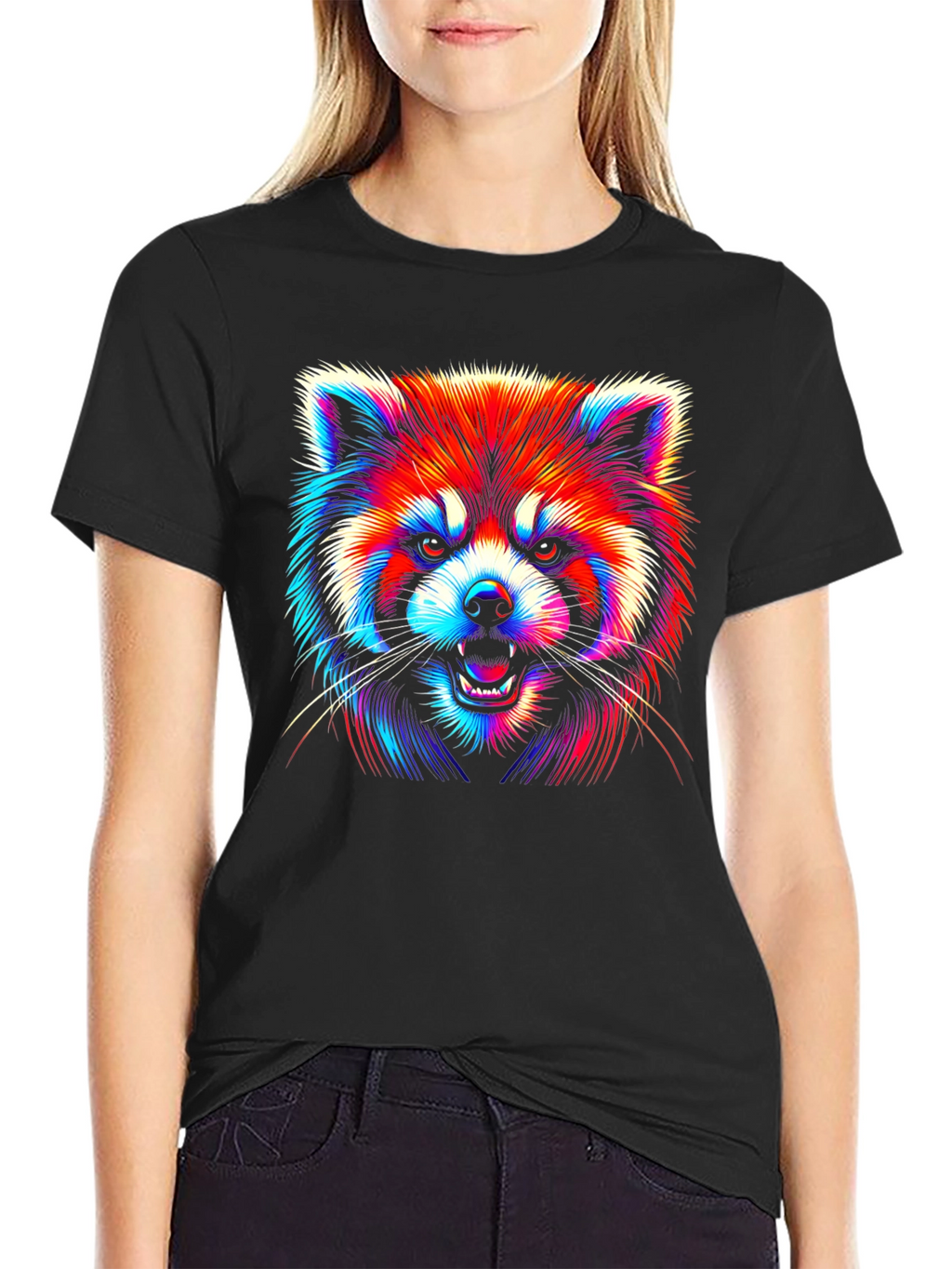 Neon Red Panda Graphic Tee