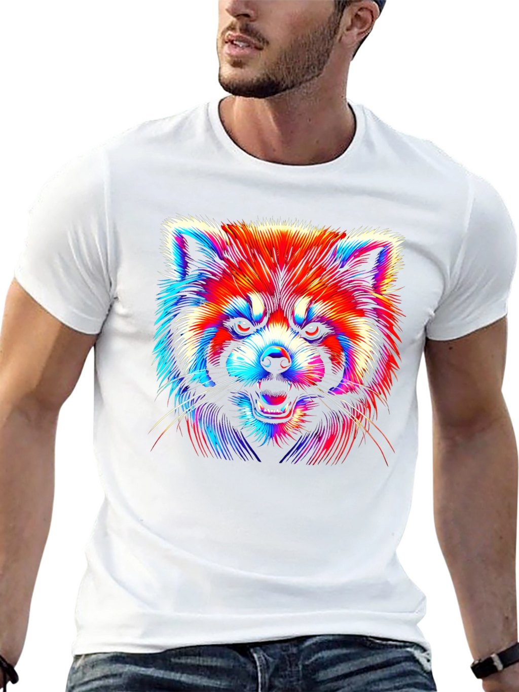 Neon Red Panda Graphic Tee