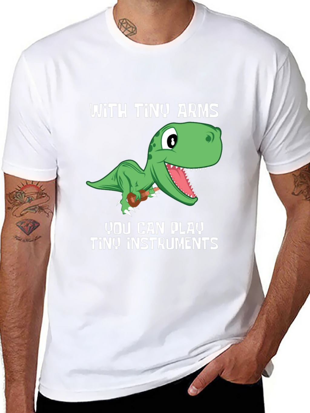 Dino Musician T-Shirt - Tiny Arms Tiny Instruments