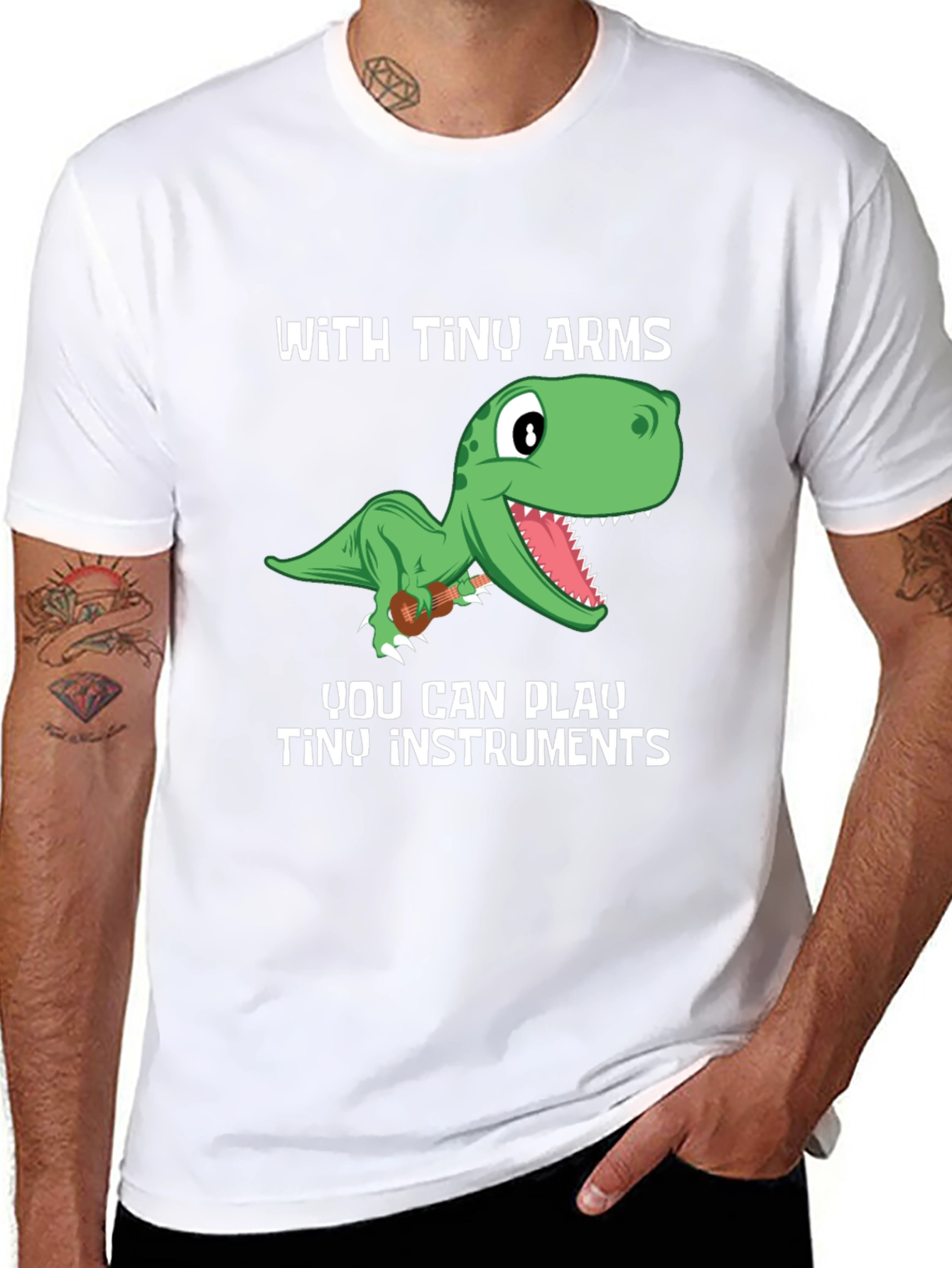 Dino Musician T-Shirt - Tiny Arms Tiny Instruments