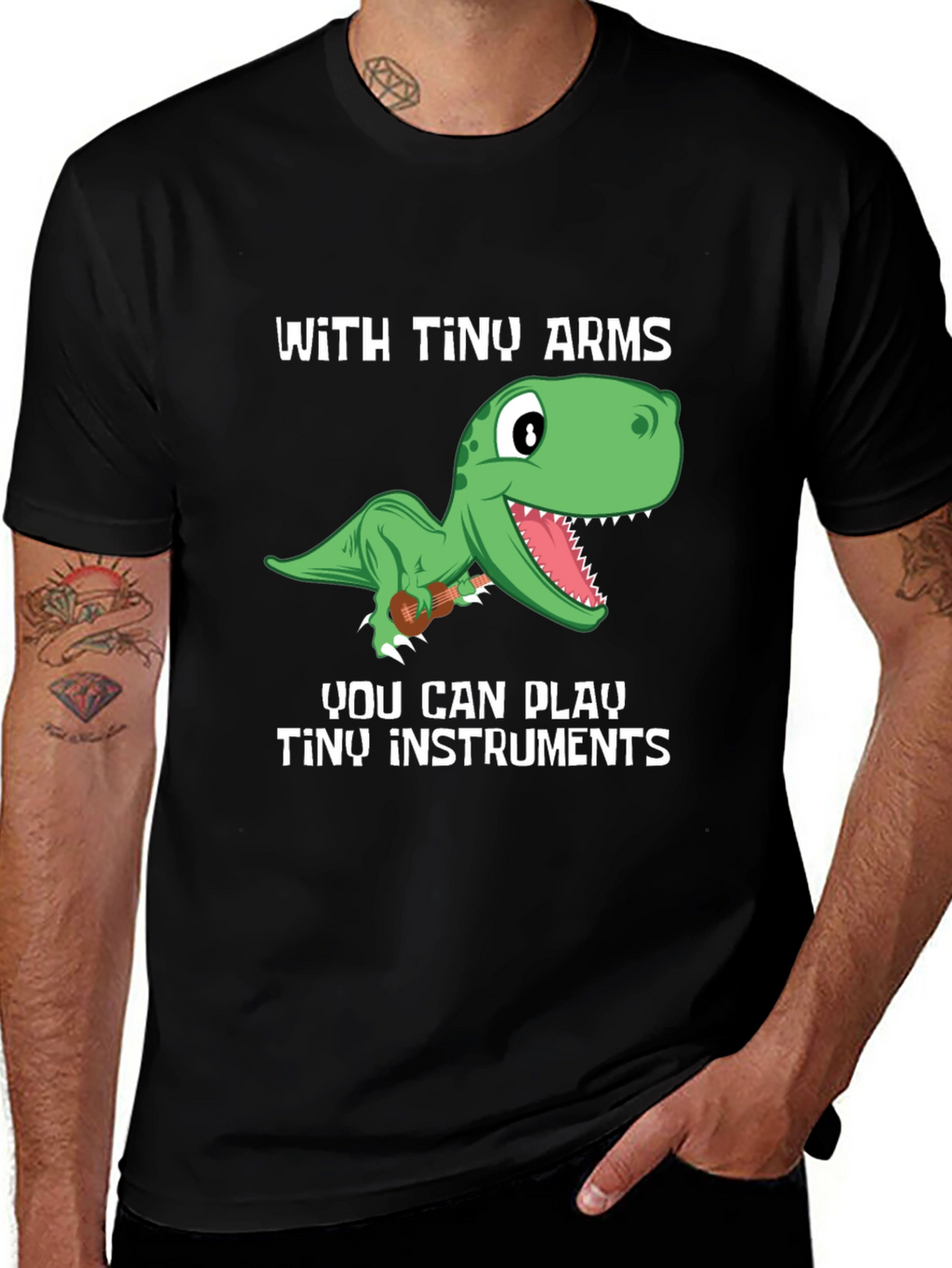 Dino Musician T-Shirt - Tiny Arms Tiny Instruments