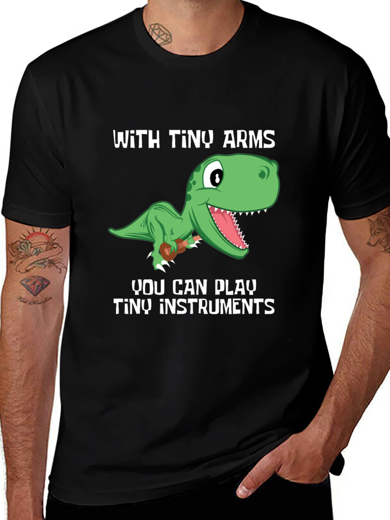Dino Musician T-Shirt - Tiny Arms Tiny Instruments