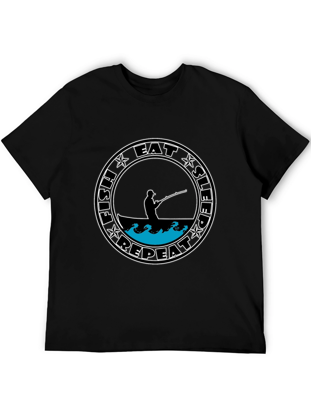 Eat Sleep Fish Repeat Tee - Black