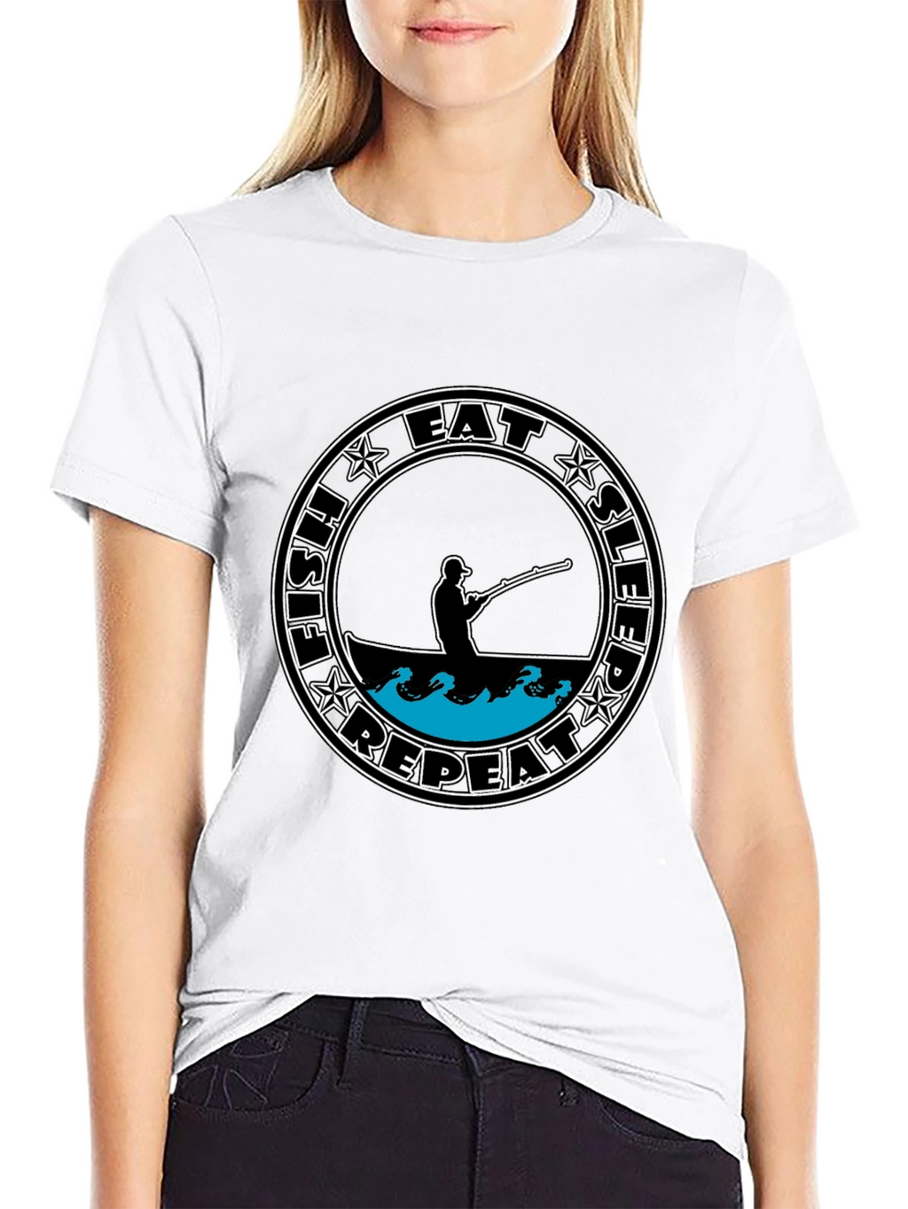 Eat Sleep Fish Repeat Tee - Black