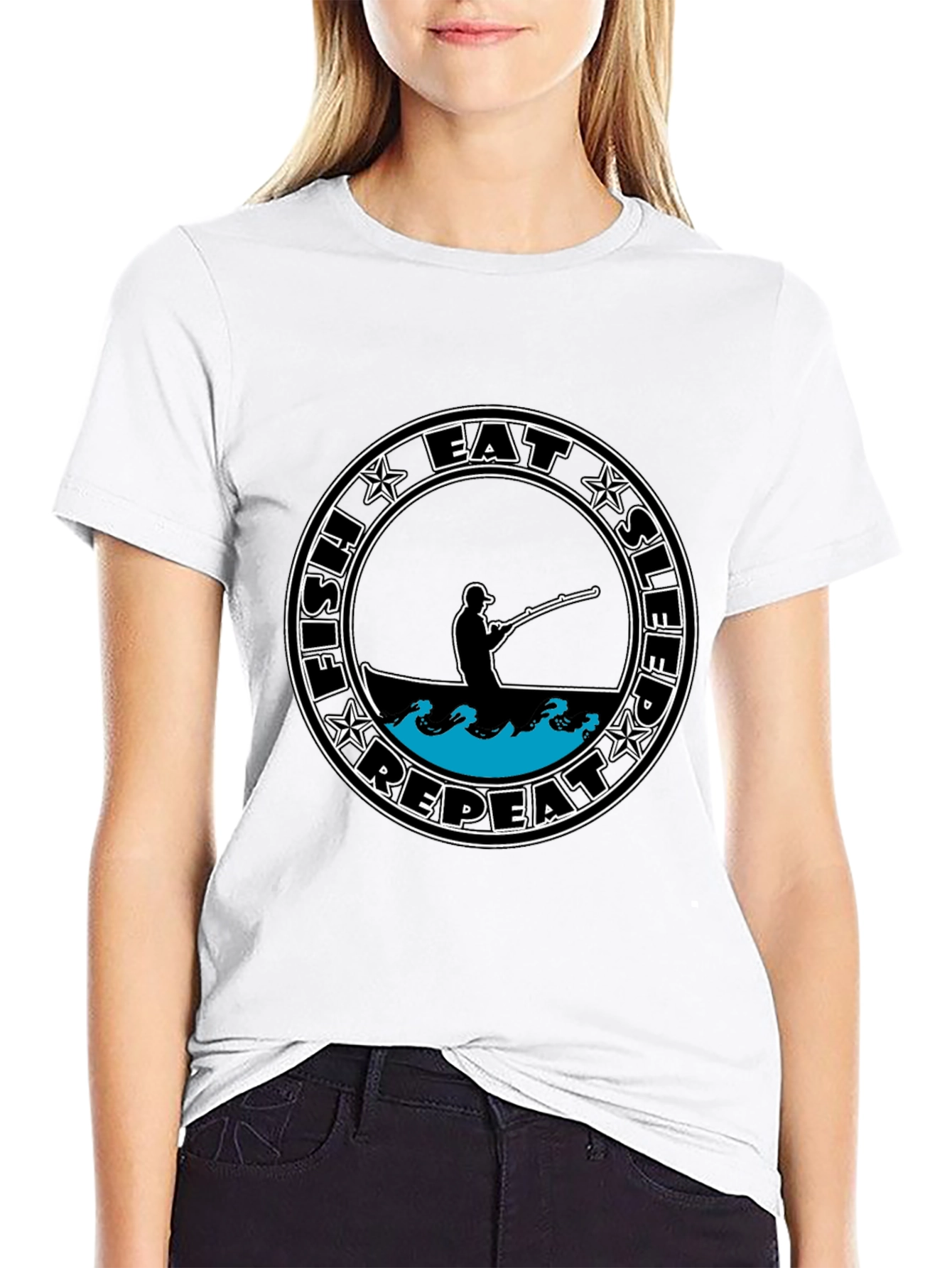 Eat Sleep Fish Repeat Tee - Black