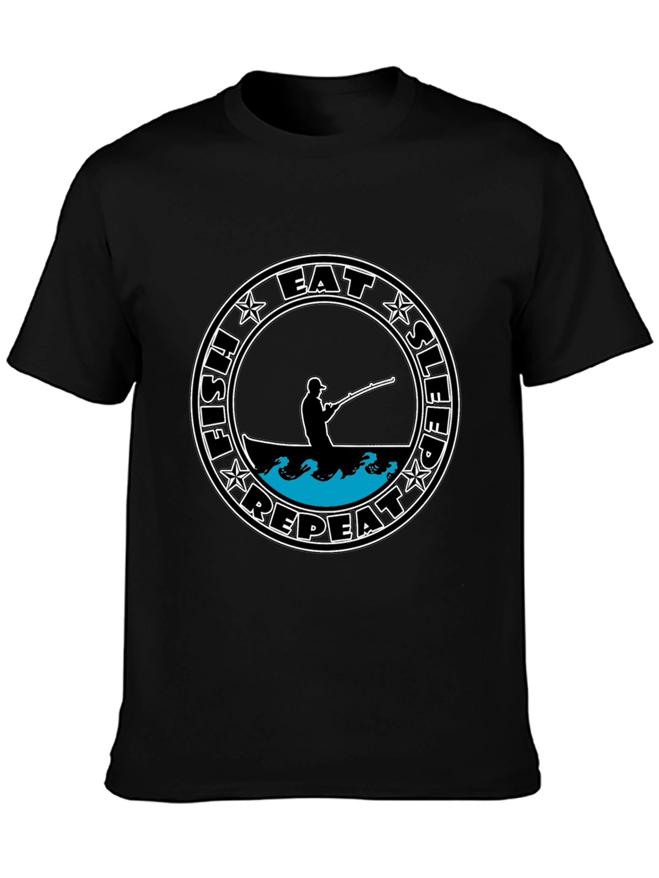 Eat Sleep Fish Repeat Tee - Black