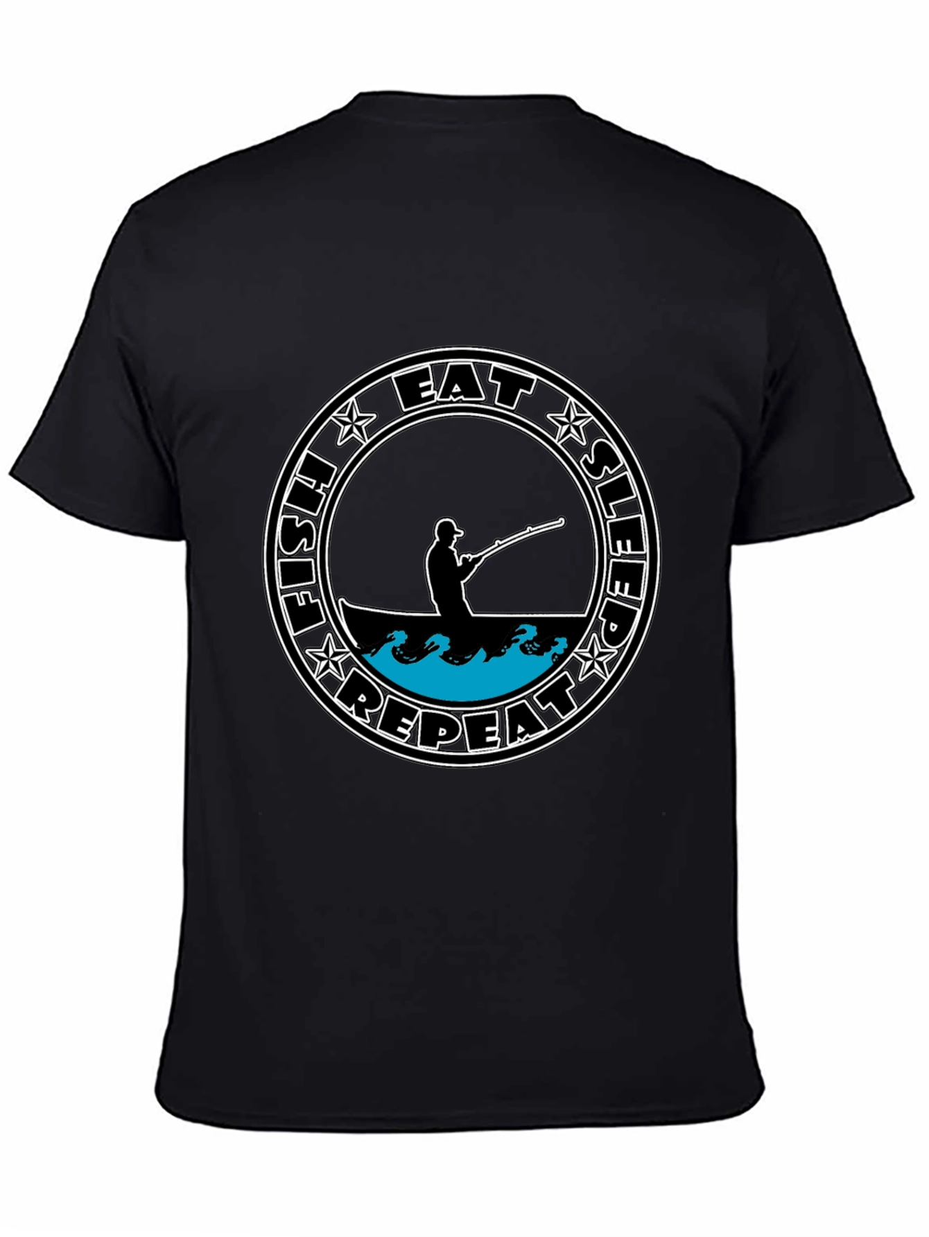 Eat Sleep Fish Repeat Tee - Black