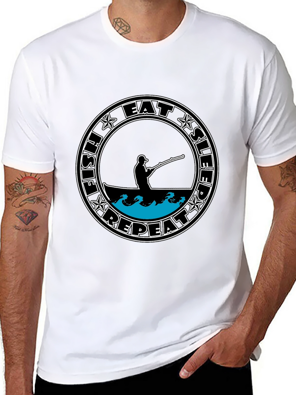 Eat Sleep Fish Repeat Tee - Black