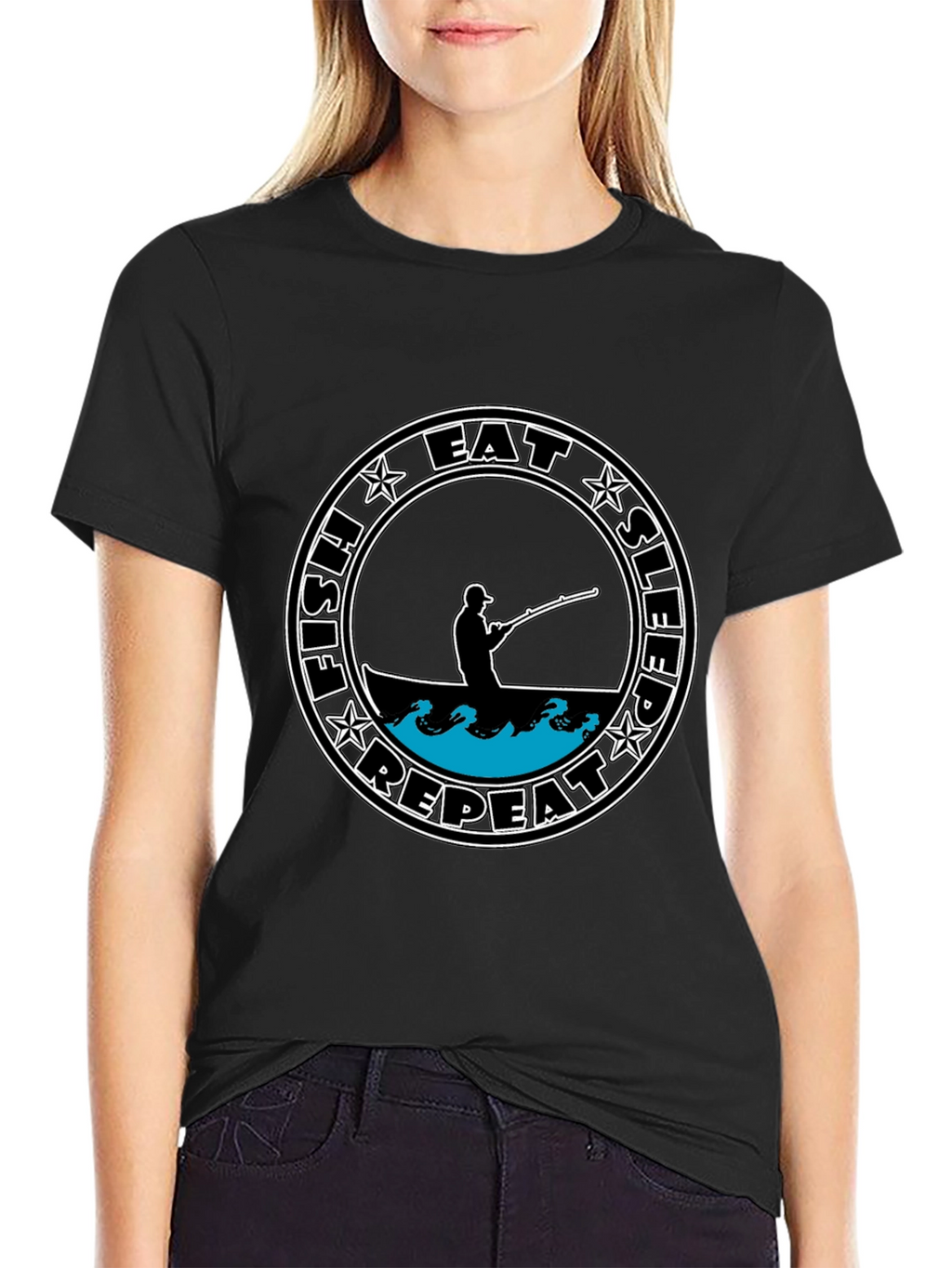 Eat Sleep Fish Repeat Tee - Black
