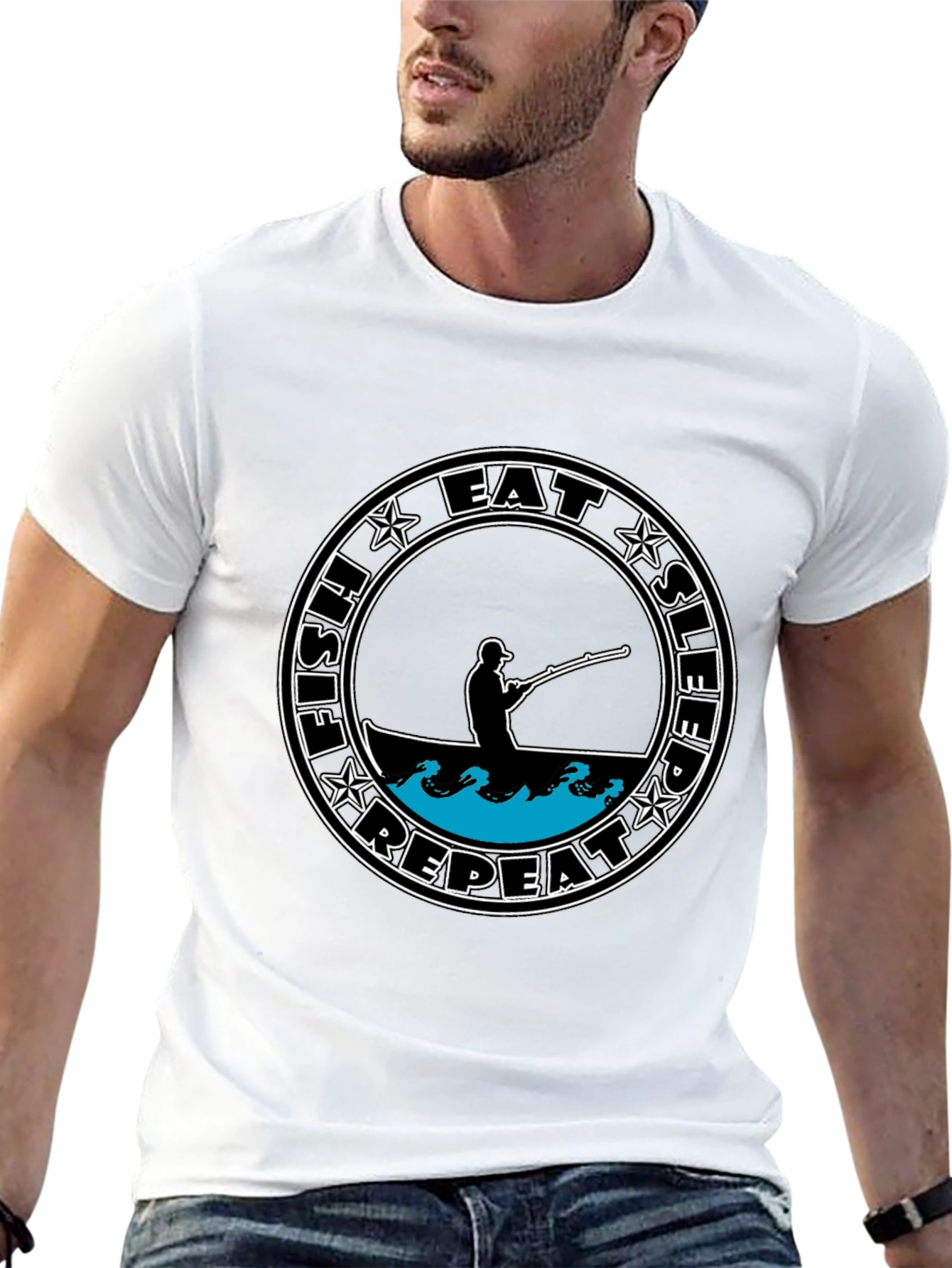 Eat Sleep Fish Repeat Tee - Black