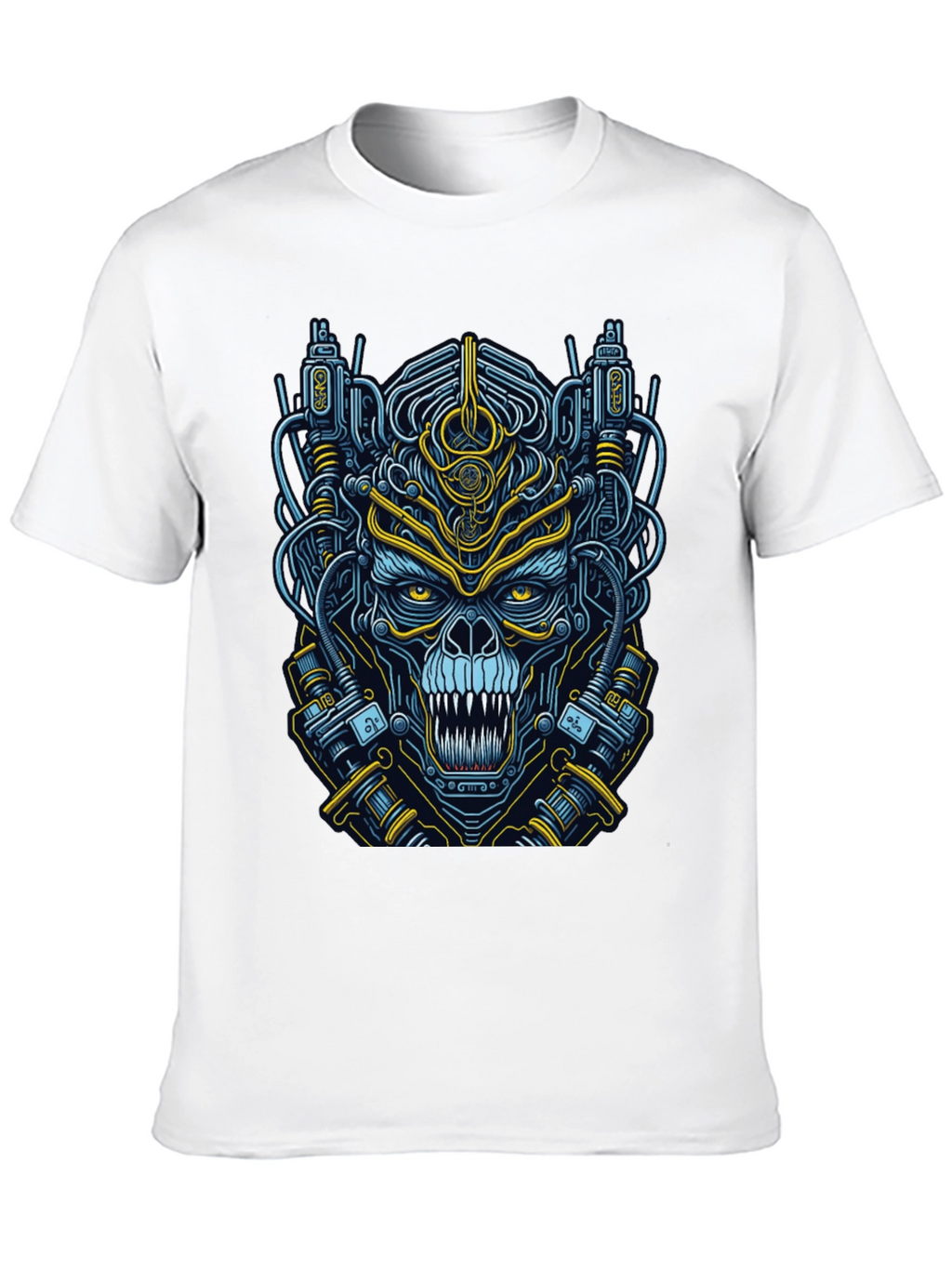 Cyberpunk Skull Graphic T-Shirt - Mens Black Tee