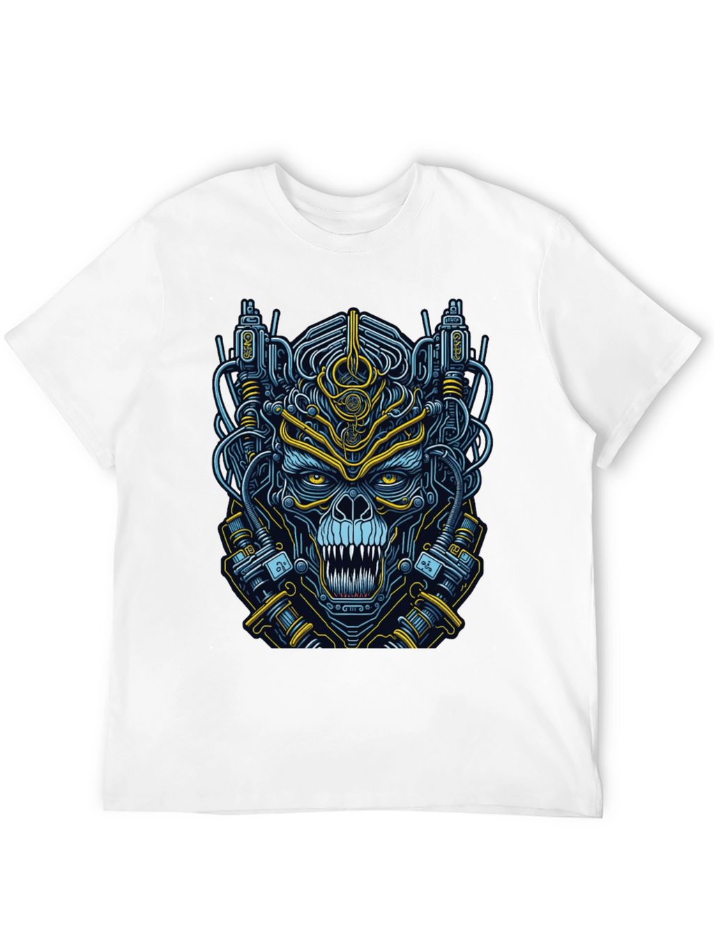 Cyberpunk Skull Graphic T-Shirt - Mens Black Tee