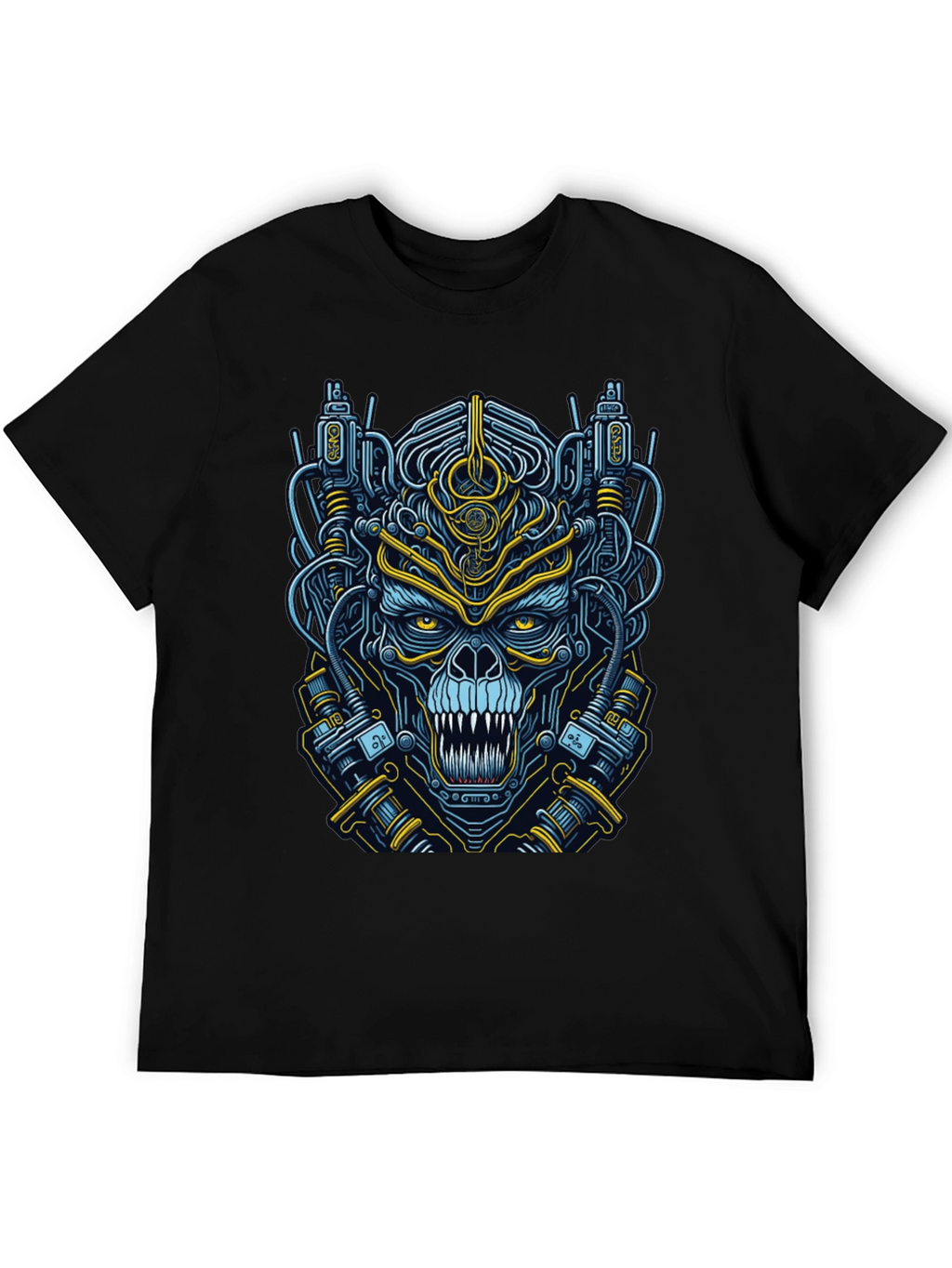 Cyberpunk Skull Graphic T-Shirt - Mens Black Tee