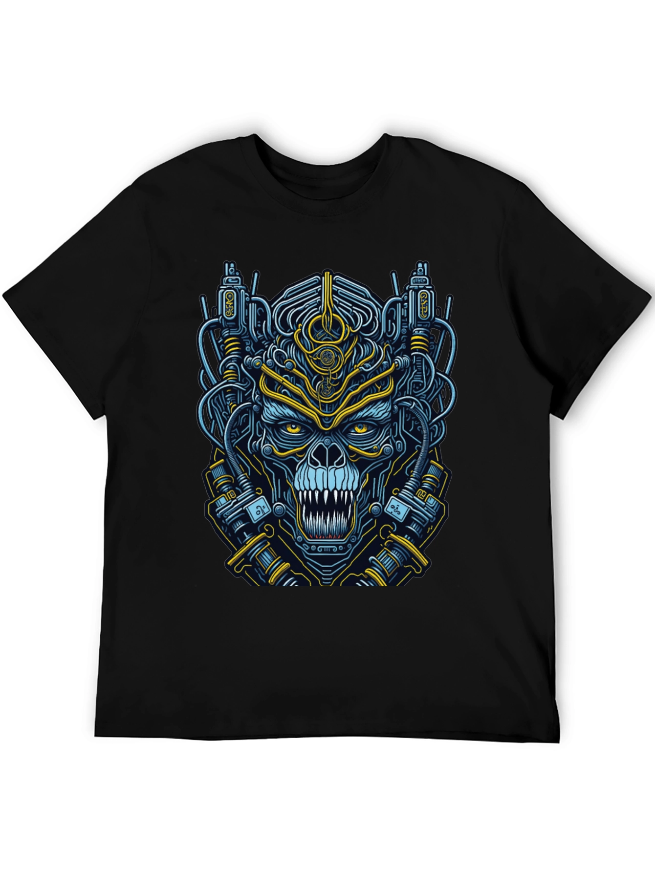 Cyberpunk Skull Graphic T-Shirt - Mens Black Tee