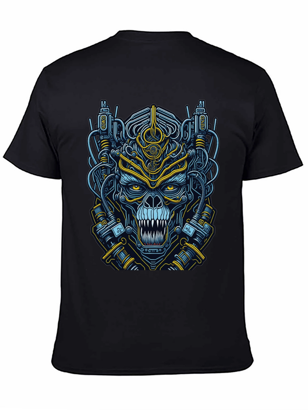Cyberpunk Skull Graphic T-Shirt - Mens Black Tee