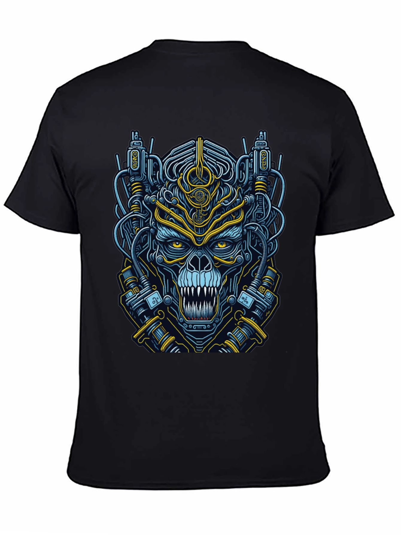 Cyberpunk Skull Graphic T-Shirt - Mens Black Tee