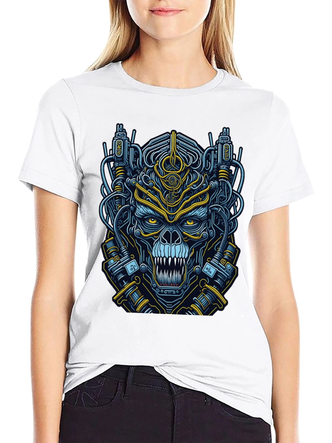Cyberpunk Skull Graphic T-Shirt - Mens Black Tee