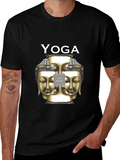 Yoga Buddha Head Graphic Black T-Shirt
