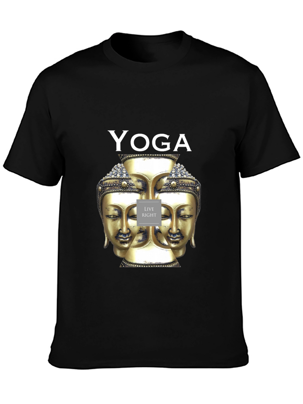 Yoga Buddha Head Graphic Black T-Shirt