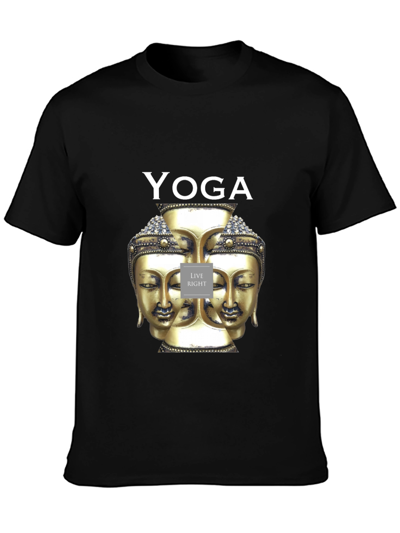 Yoga Buddha Head Graphic Black T-Shirt