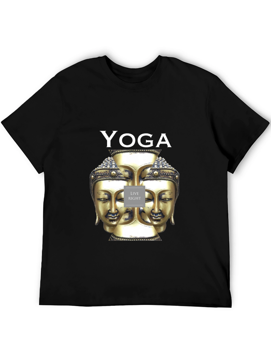 Yoga Buddha Head Graphic Black T-Shirt