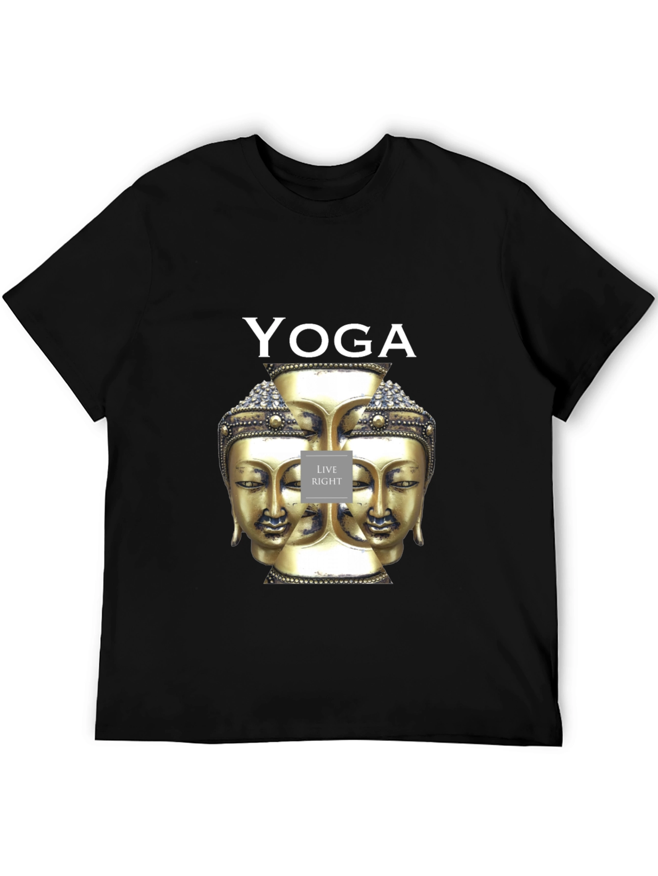 Yoga Buddha Head Graphic Black T-Shirt
