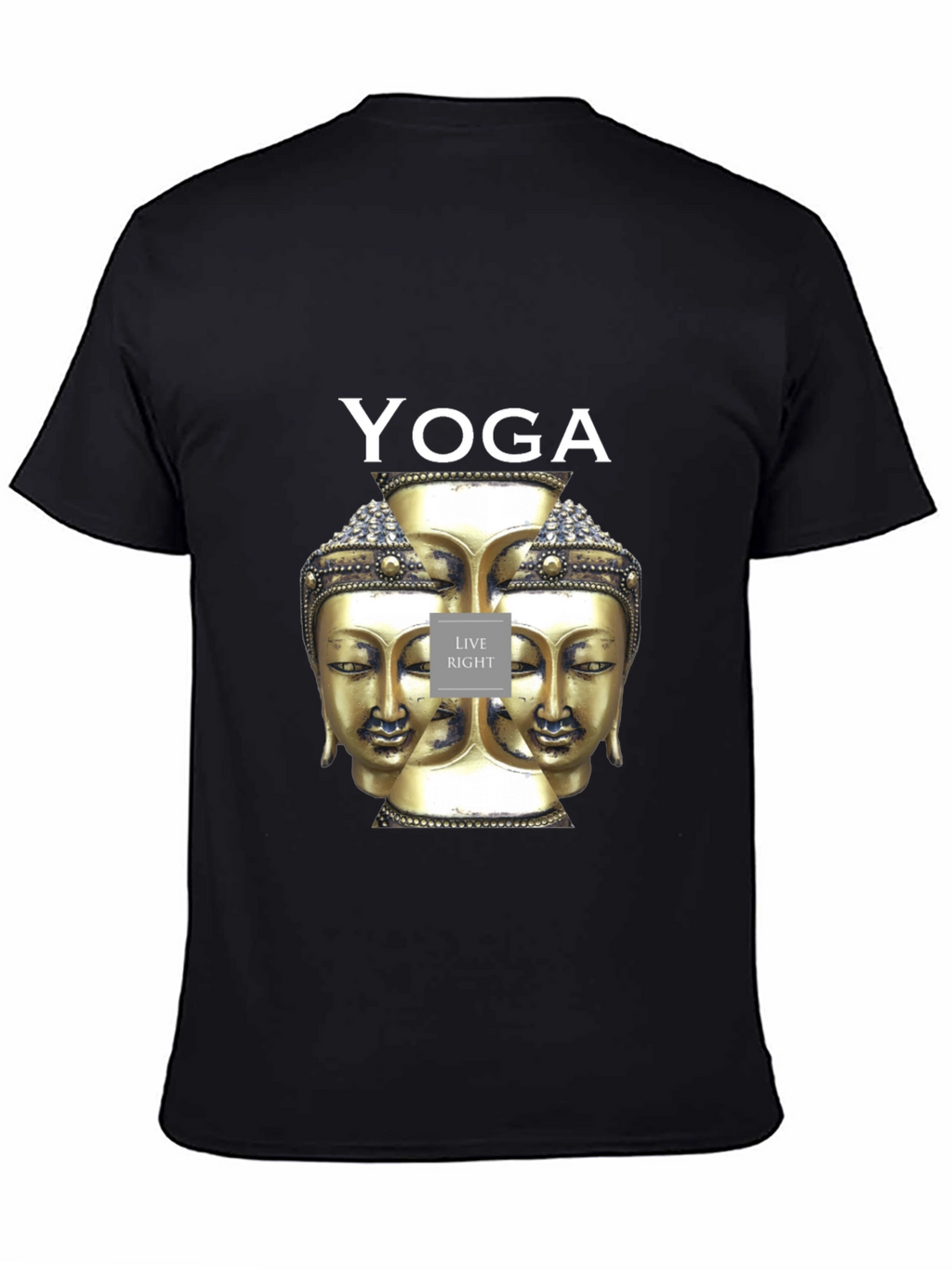 Yoga Buddha Head Graphic Black T-Shirt