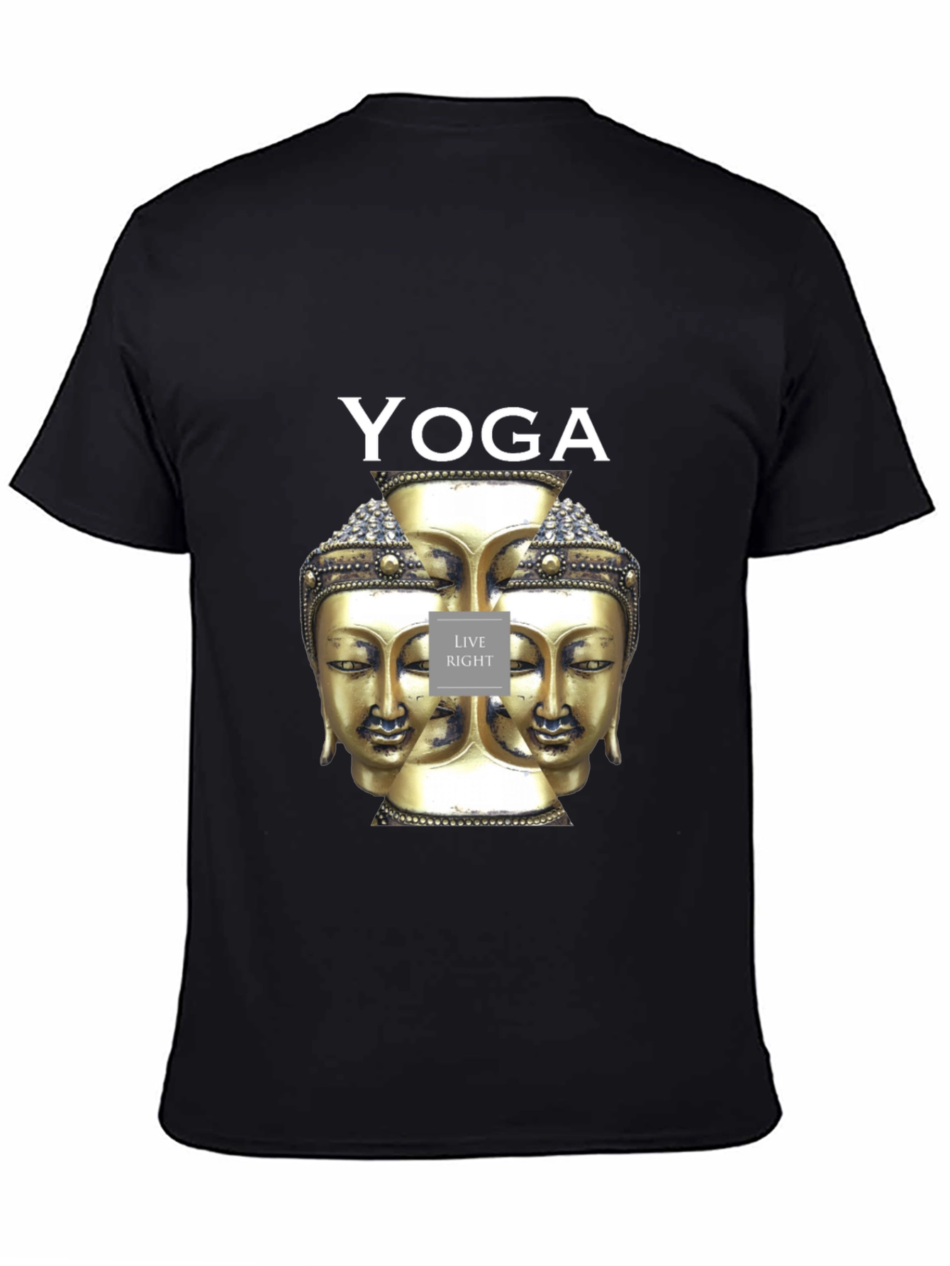 Yoga Buddha Head Graphic Black T-Shirt