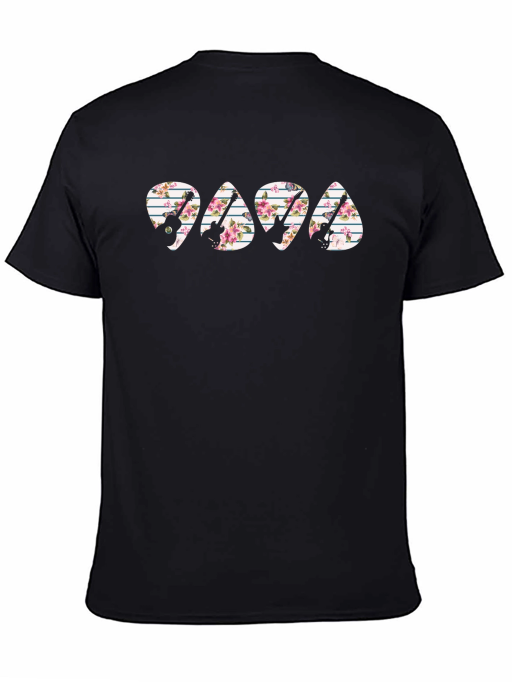 Floral Guitar Pick T-Shirt - Papa Rocker