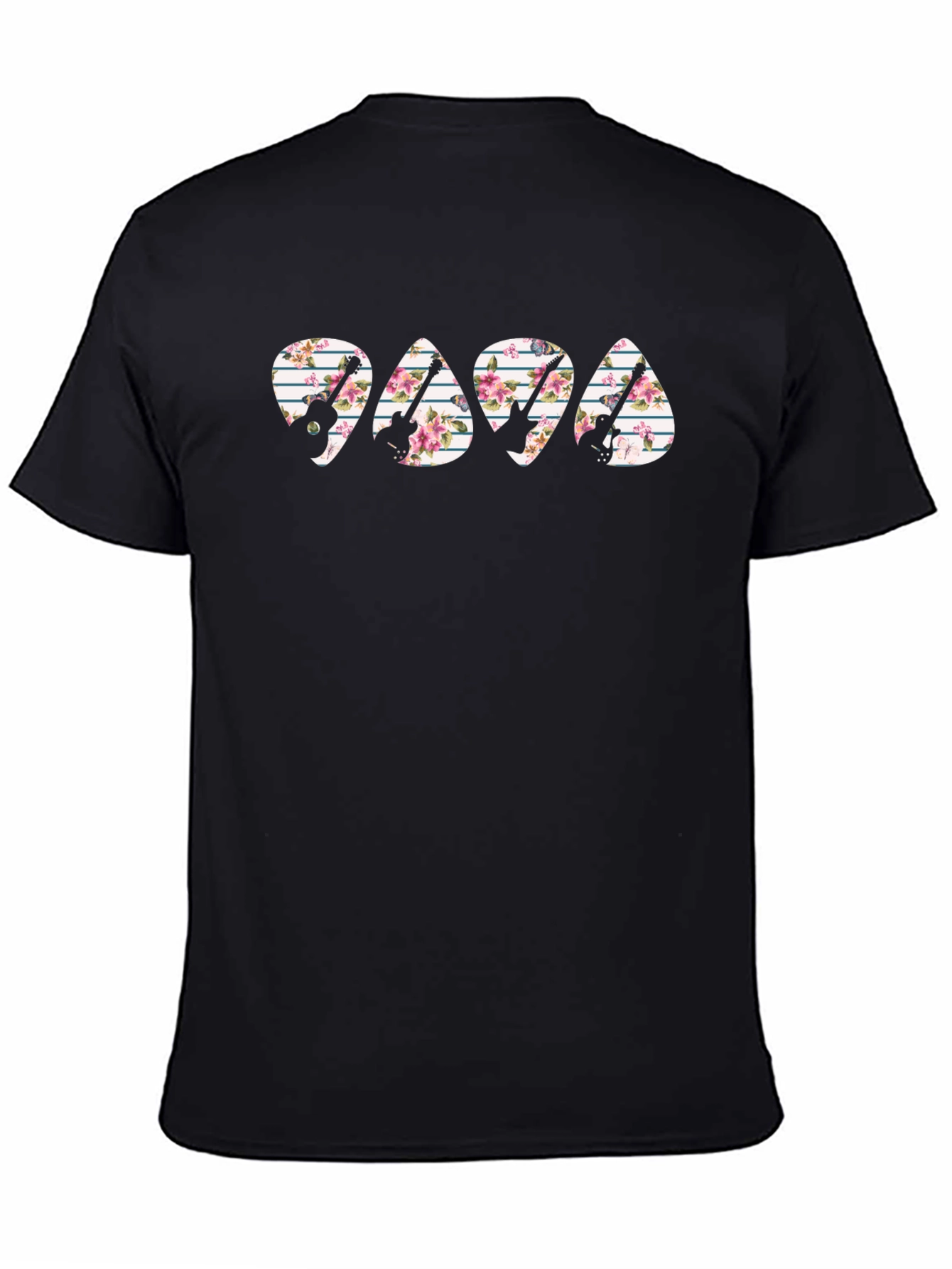 Floral Guitar Pick T-Shirt - Papa Rocker