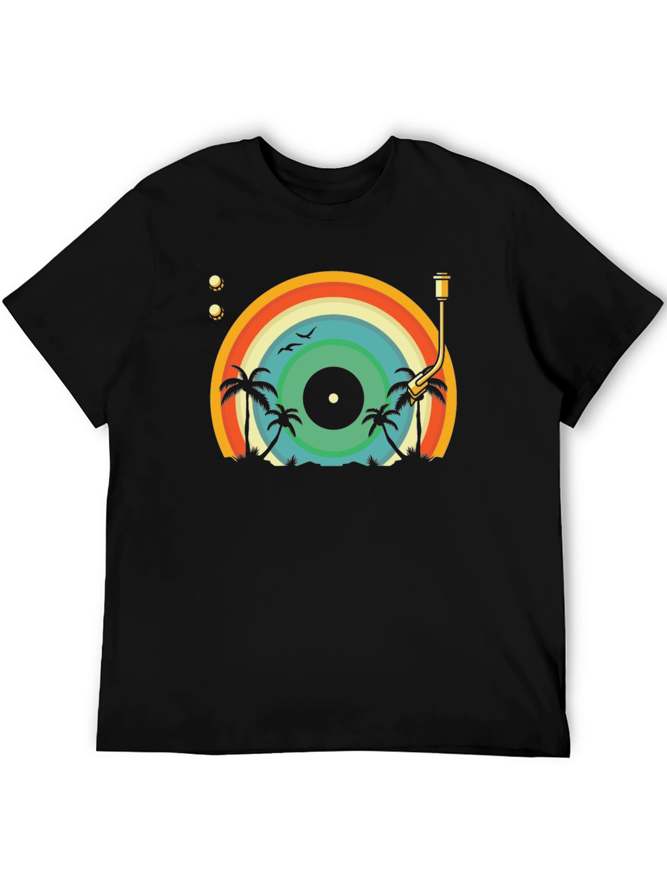 Retro Vinyl Record Palm Tree Graphic T-Shirt