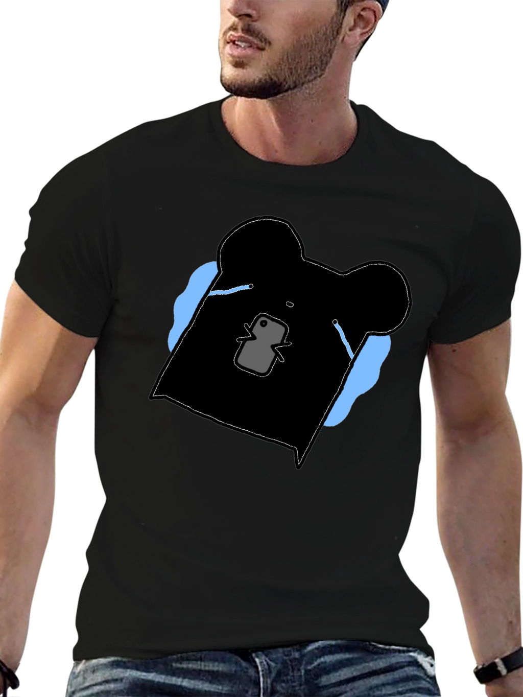 Black Graphic Bear Tee