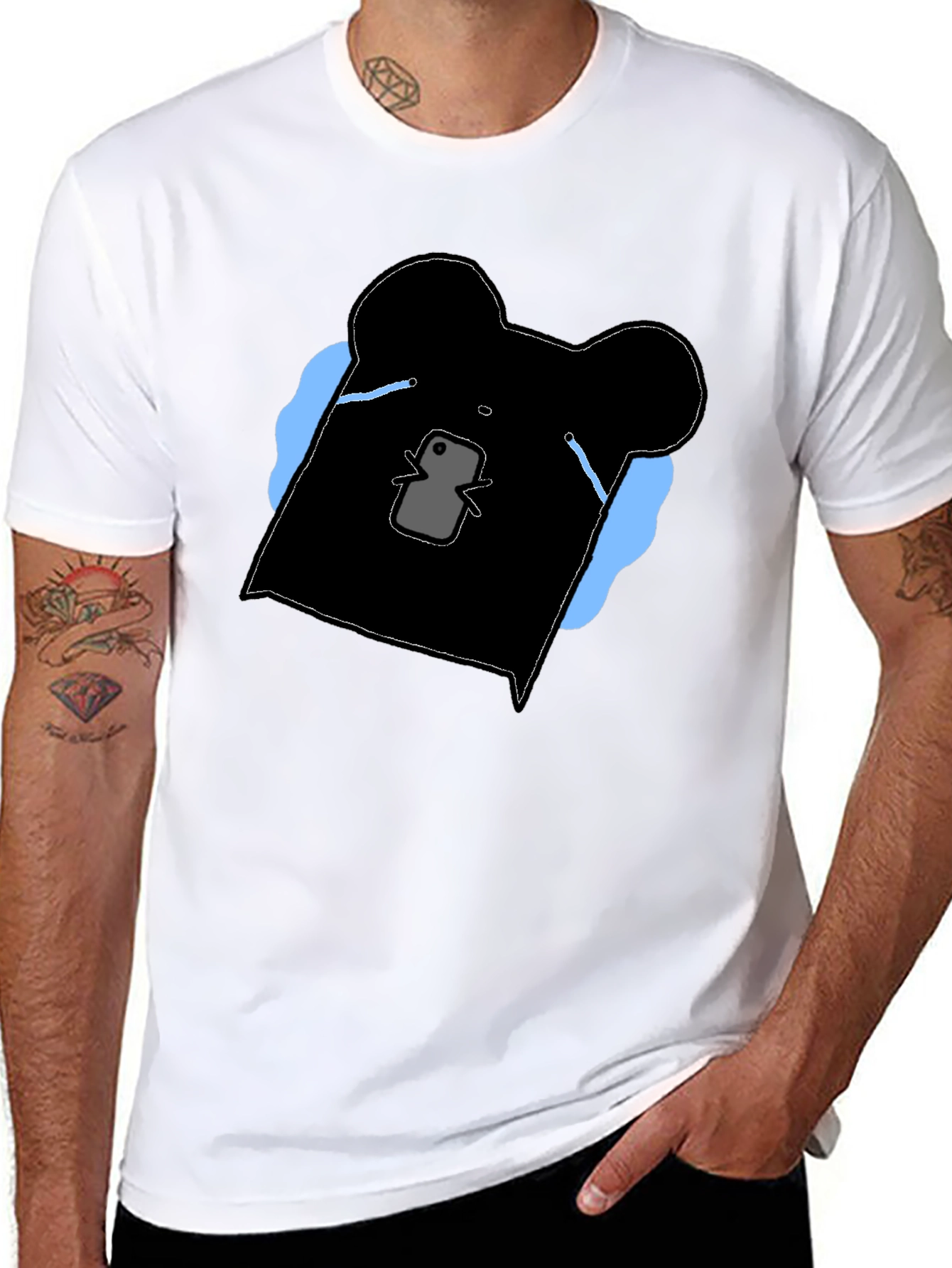 Black Graphic Bear Tee