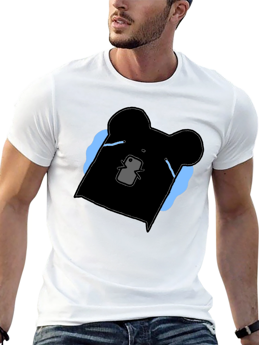 Black Graphic Bear Tee