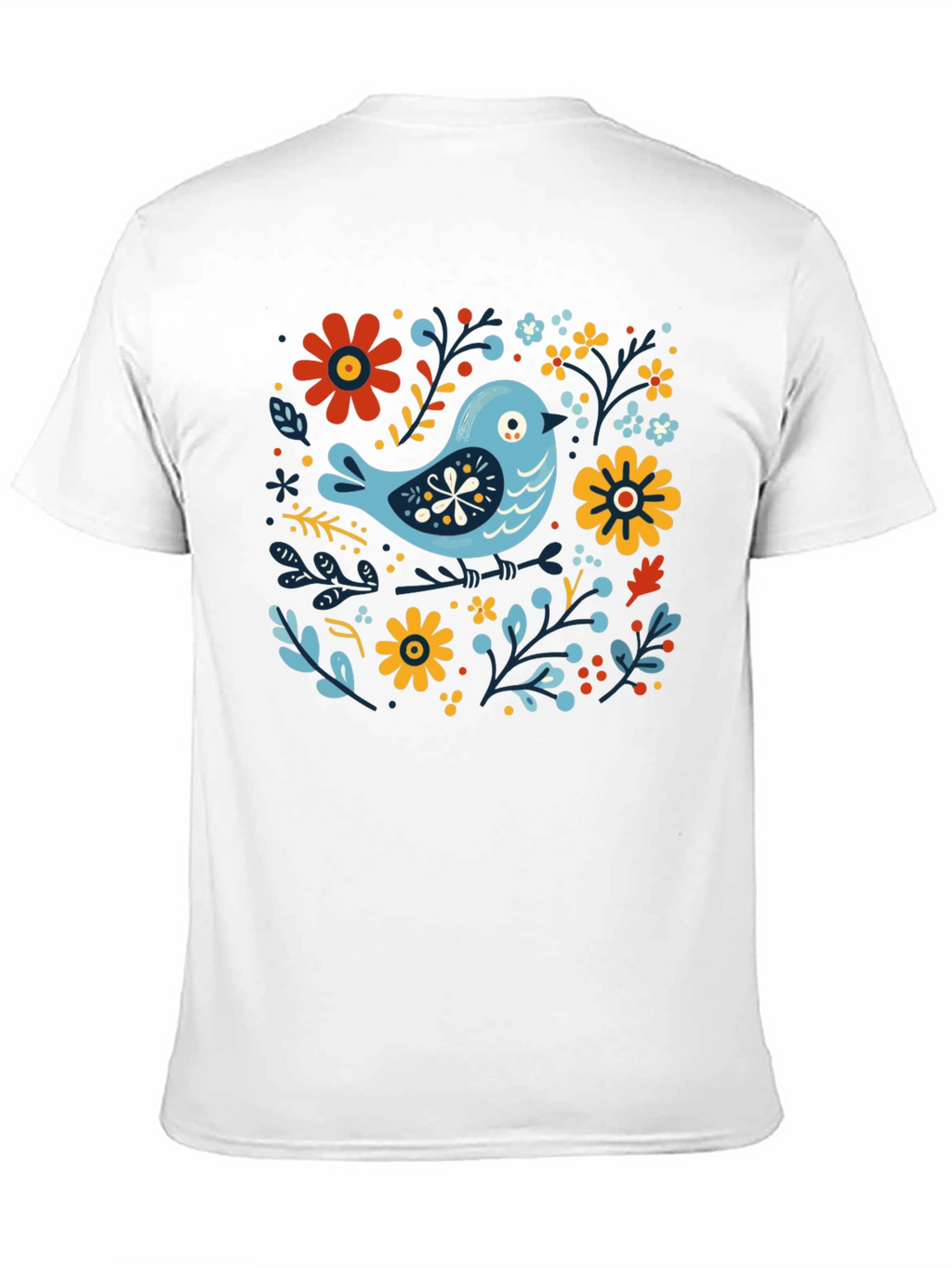 Floral Bird Graphic Tee - Stylish Black T-Shirt