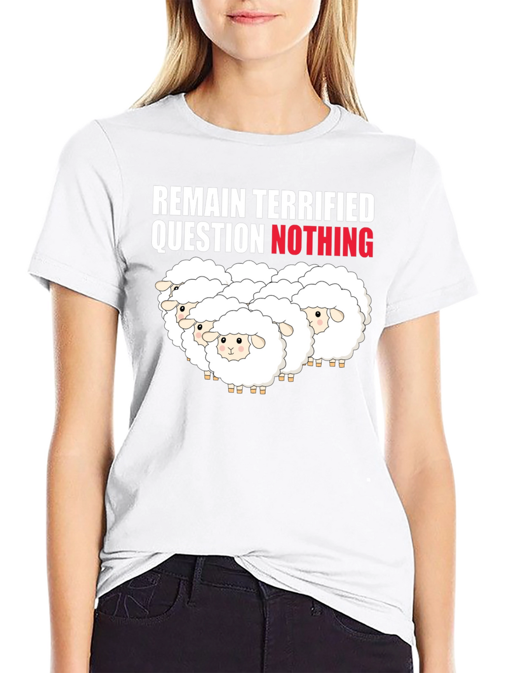 Remain Terrified Sheep Graphic T-Shirt