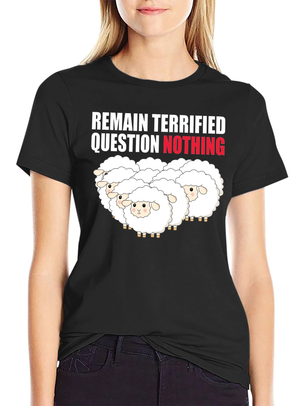 Remain Terrified Sheep Graphic T-Shirt