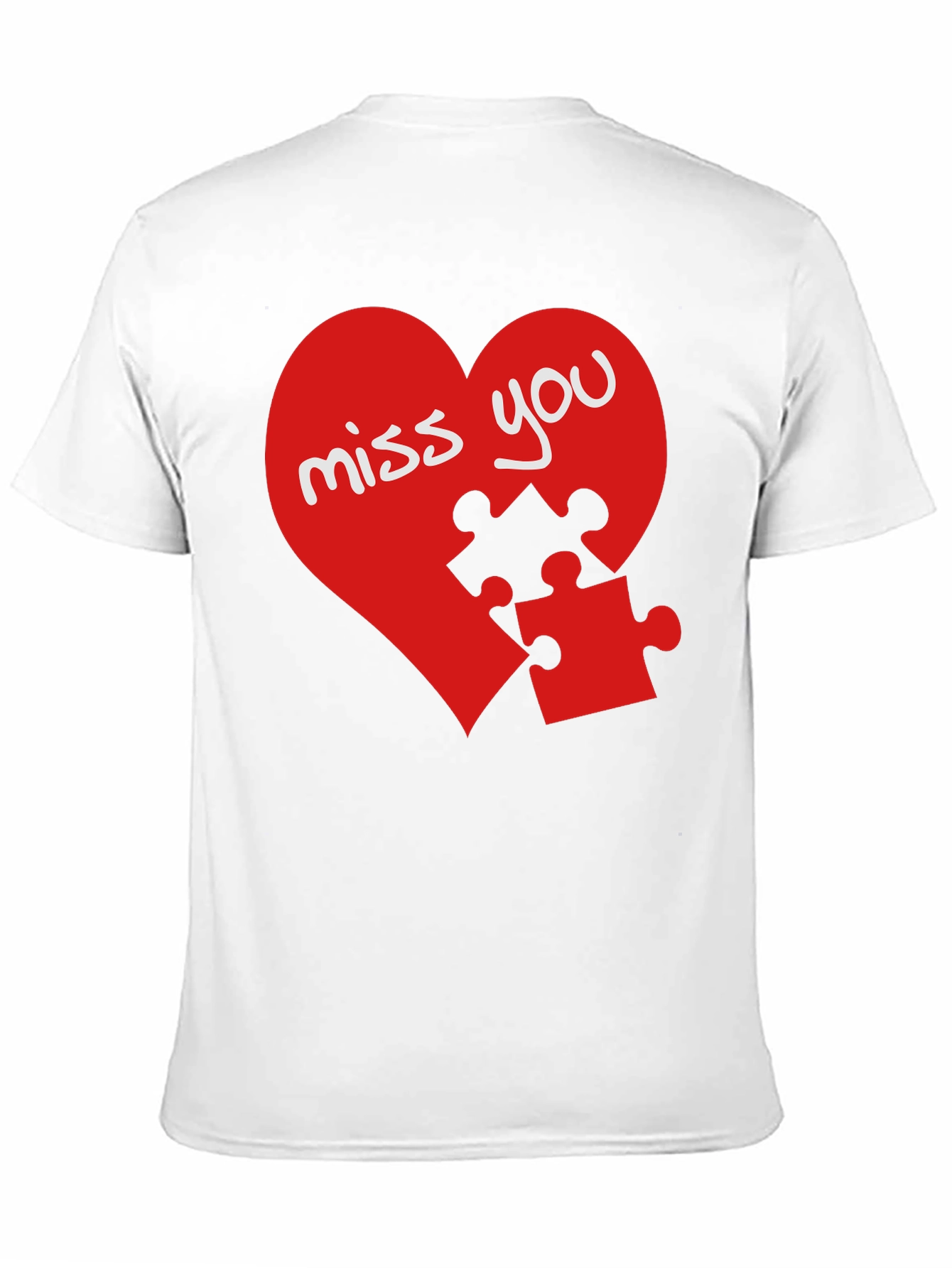Miss You Heart Puzzle Piece Graphic Black T-Shirt