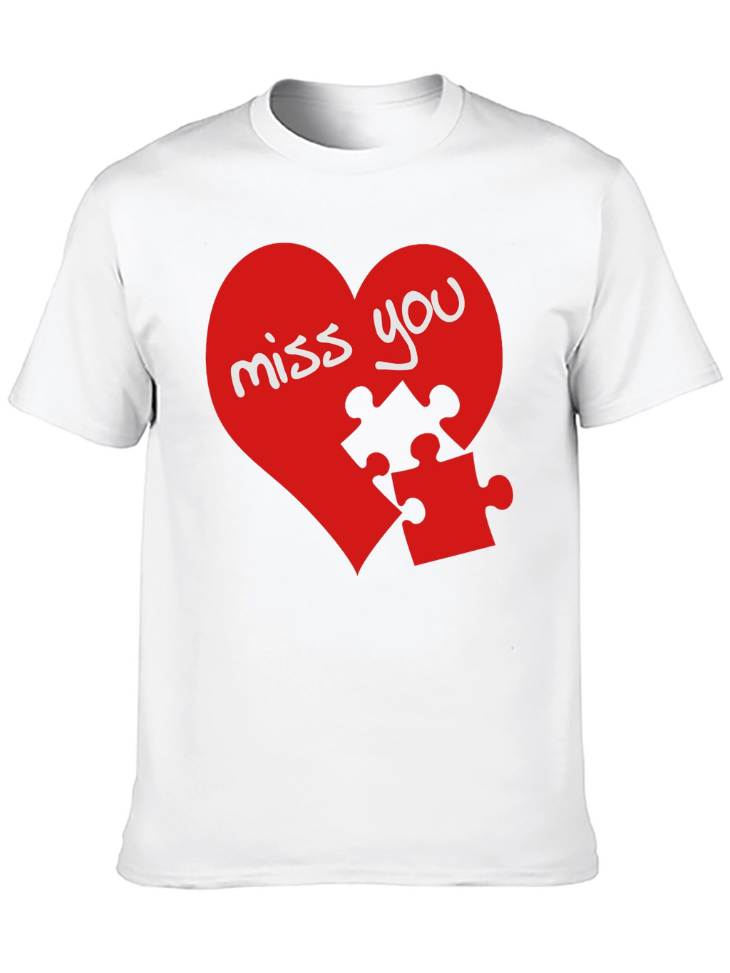 Miss You Heart Puzzle Piece Graphic Black T-Shirt