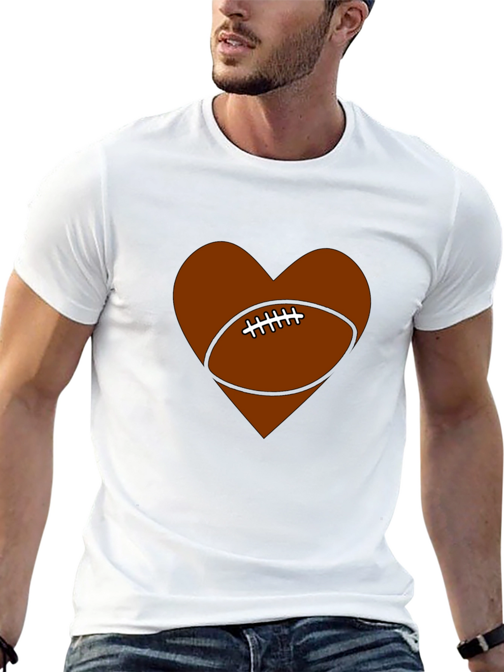 Football Heart Graphic Tee - Game Day Ready!