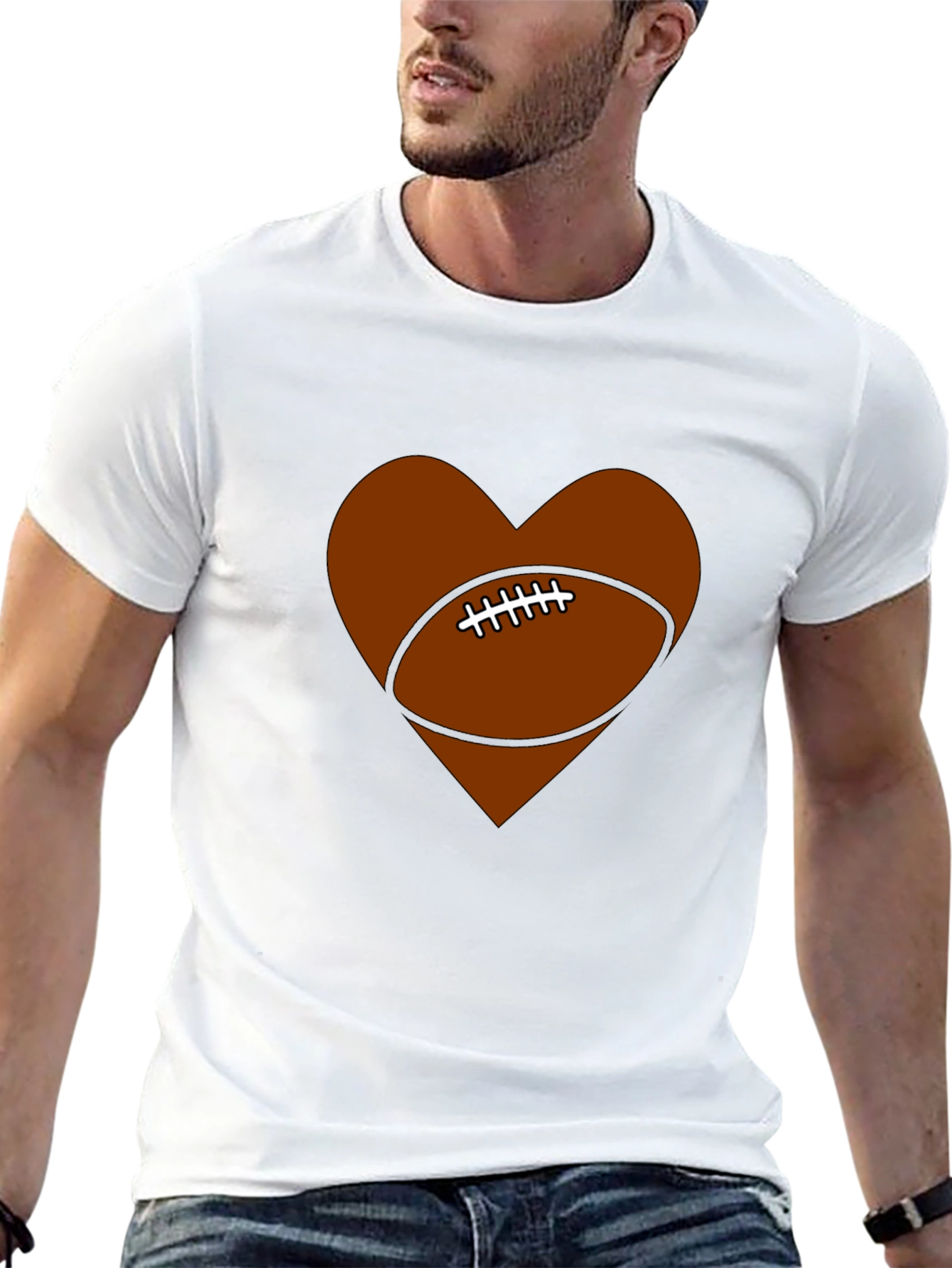 Football Heart Graphic Tee - Game Day Ready!