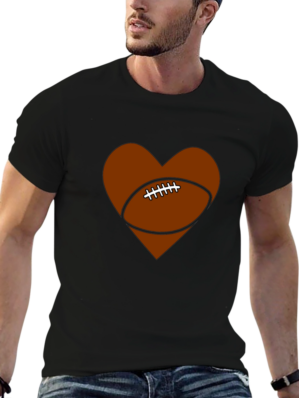 Football Heart Graphic Tee - Game Day Ready!