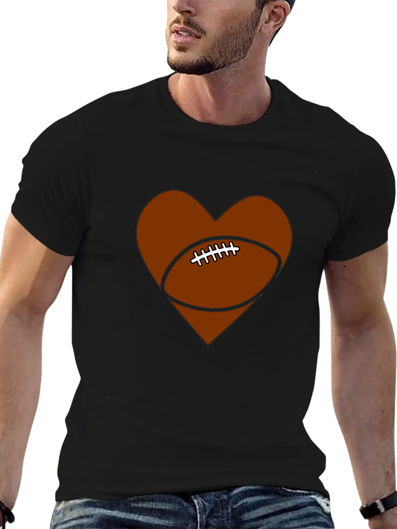 Football Heart Graphic Tee - Game Day Ready!