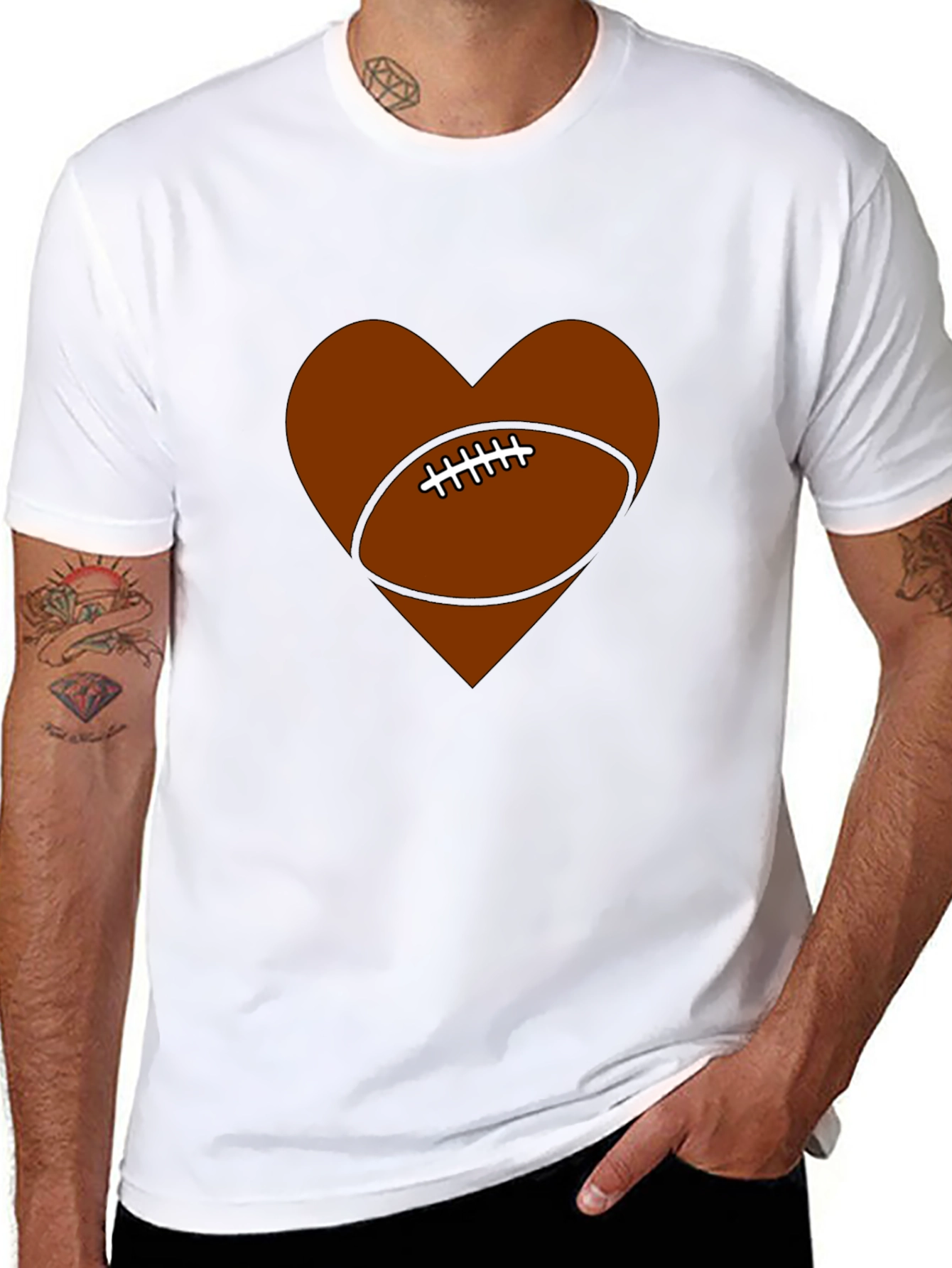 Football Heart Graphic Tee - Game Day Ready!